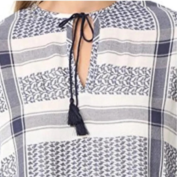 Rails Adelinel Dress Sapphire Jacquard Navy White Tassle Long Sleeve Size M - Picture 4 of 12